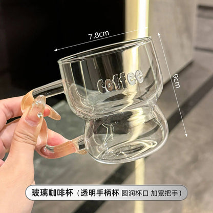 American-Style Transparent Glass Cup – Coffee, Juice & Cold Drink Mug for Home & Office