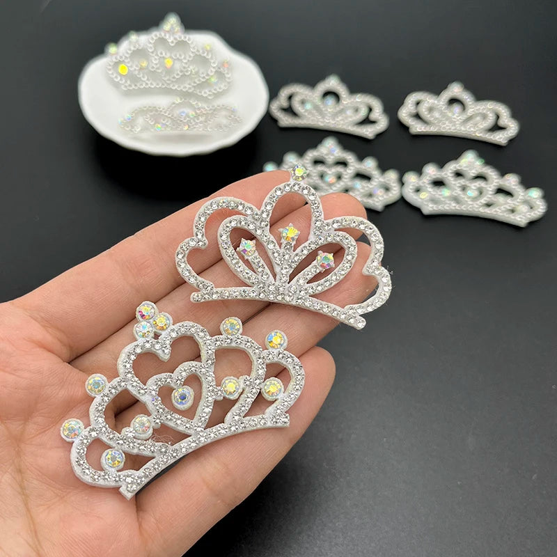 12pcs Padded Crown Rhinestone Patches – DIY Clothes, Crafts & Headwear Decor Accessories