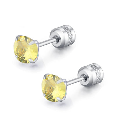 Medical Stainless Steel Crystal Zircon Ear Studs – Hypoallergenic Tragus & Cartilage Screw Piercing Earrings Jewelry