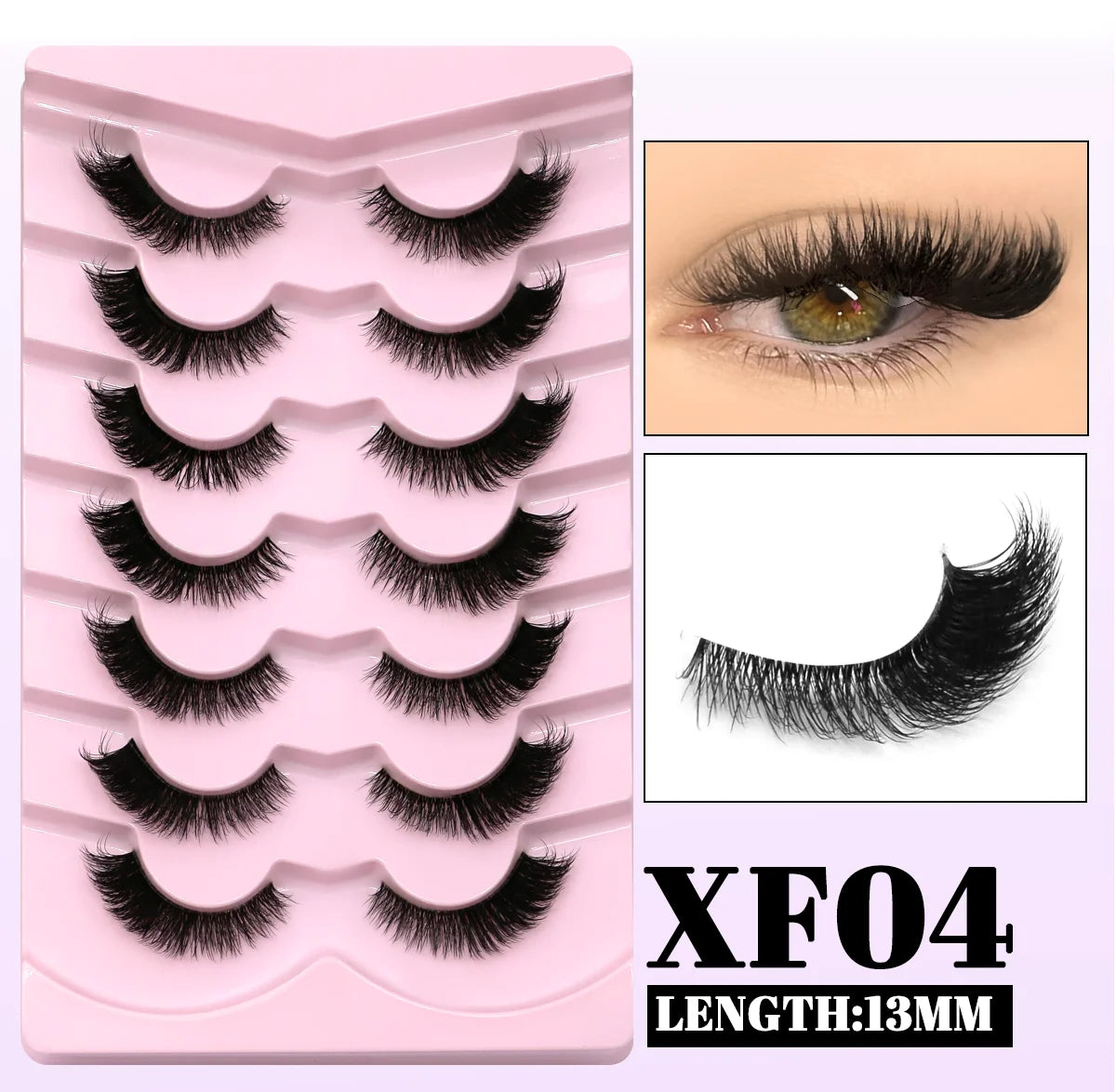 GROINNEYA Cat Eye False Eyelashes – Natural Long Clear Band Winged End Faux Mink Lashes for Eye-Enhancing Makeup