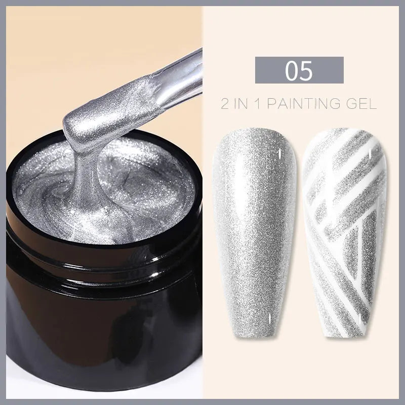 BORN PRETTY 5ML Super Silver Metallic Gel Nail Polish - Mirror Chrome Effect, Semi-Permanent Metal Painting Gel for DIY Nails