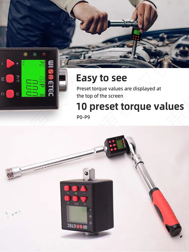 Digital Torque Wrench Meter 0.1-340 N·m Adjustable Electronic Torque Meter Adapter for Professional Repairs