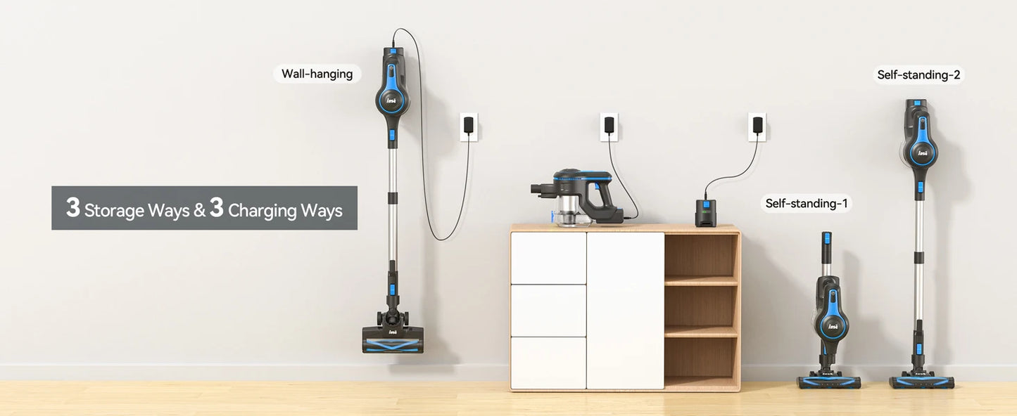 INSE Cordless Vacuum Cleaner – 20Kpa Lightweight Stick Vacuum with 2200mAh Battery for Hard Floors, Carpets, Hair & Car Cleaning