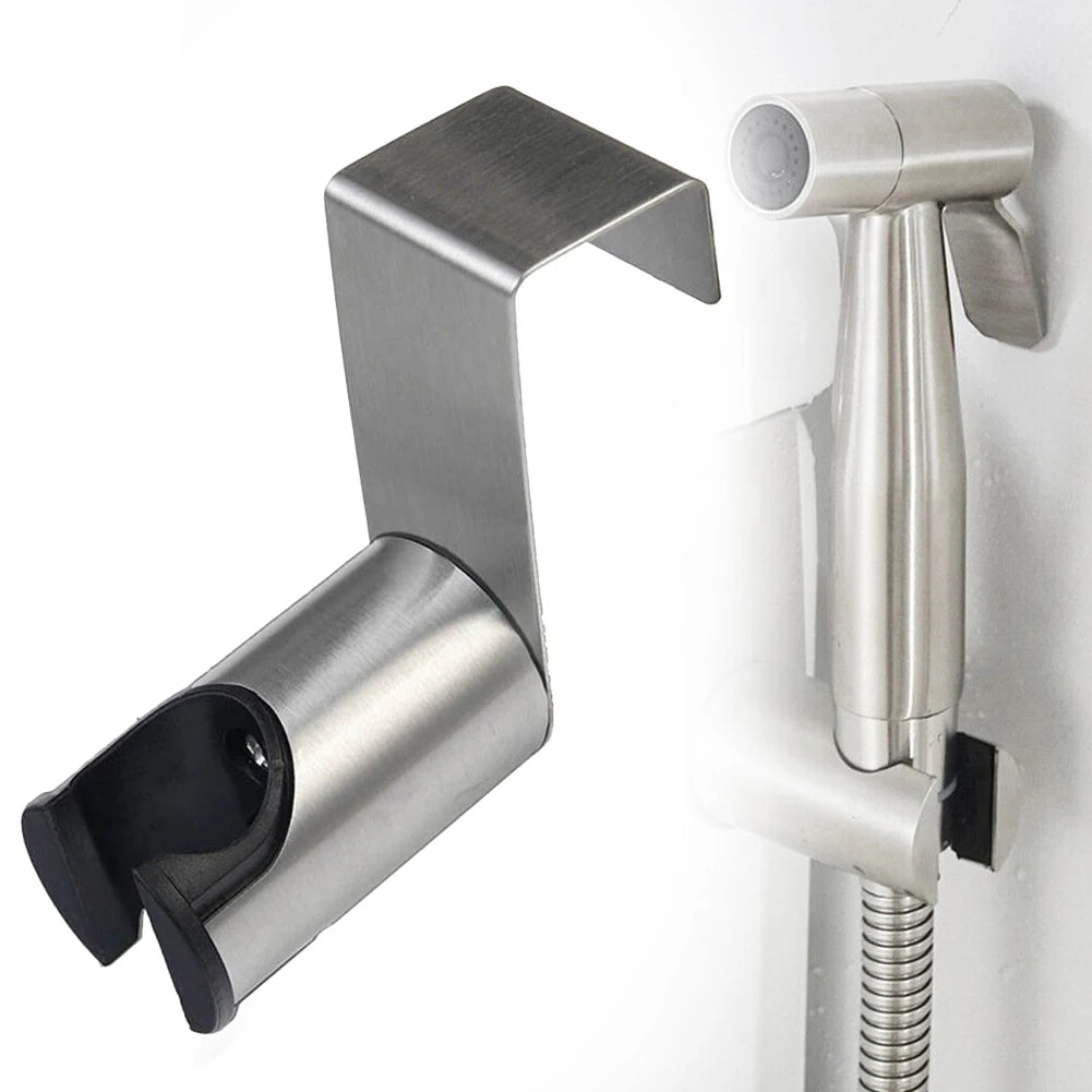 Stainless Steel Bidet Sprayer Holder: Toilet Bathroom Attachment Hanging Bracket for Hand Shower - Durable Hook Hanger