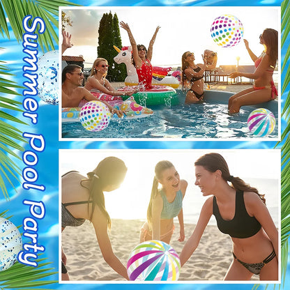 2-Pack 15.35-Inch Colorful Striped Transparent Inflatable Beach Balls — Fun Set for Beach & Pool Party Games