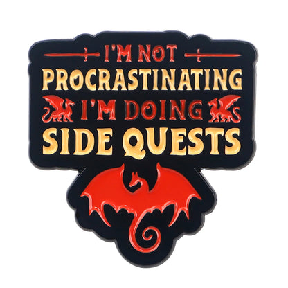 Game Quotes Enamel Pin - Side Quest Lapel Brooch Badge for Backpack Clothing Fashion Jewelry Gift Accessories