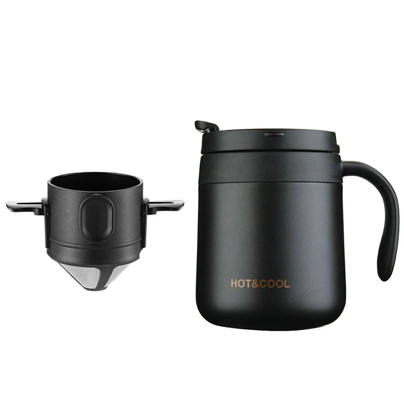 304 Stainless Steel Portable Coffee Filter – Reusable Drip Coffee Tea Holder Mug Set with Coffee Pot & Dripper