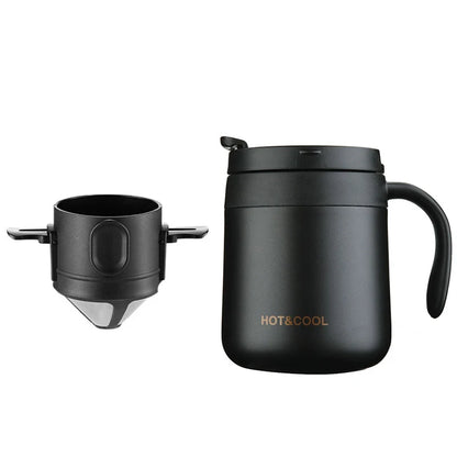 304 Stainless Steel Portable Coffee Filter – Reusable Drip Coffee Tea Holder Mug Set with Coffee Pot & Dripper
