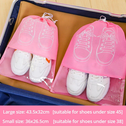 5Pcs Shoe Storage Bag Set – Waterproof Non-Woven Fabric Travel Shoe Organizer with Strap, Large Capacity & Moisture-Proof Design