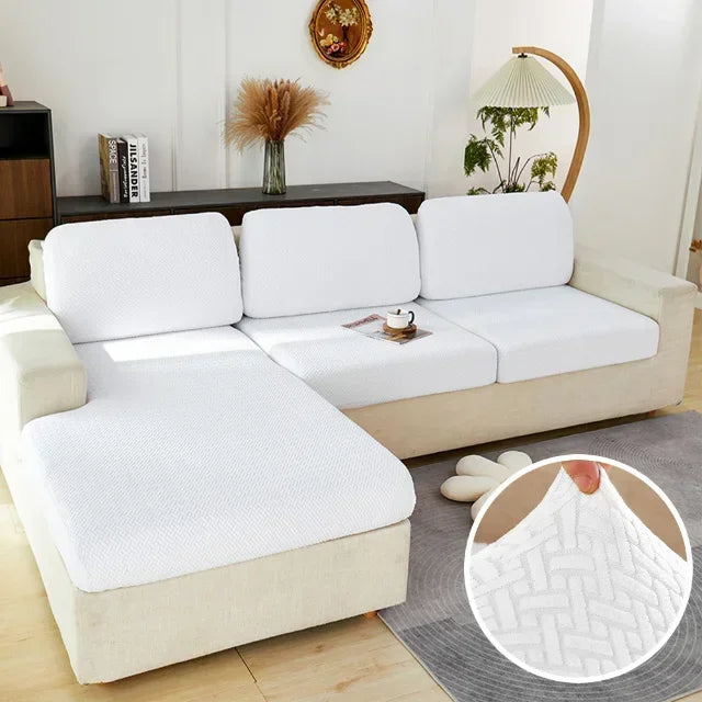 Elastic Jacquard Sofa Cover – Solid Grey Washable Seat Cushion Slipcover Furniture Protector for Sectional Living Room Sofa