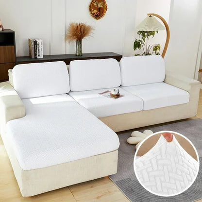Elastic Jacquard Sofa Cover – Solid Grey Washable Seat Cushion Slipcover Furniture Protector for Sectional Living Room Sofa