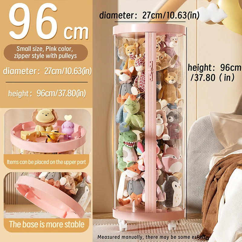 Transparent Doll & Plush Toy Storage Box — DIY Zipper Organizer Tube for Kids’ Toys, Christmas Gift, and Home Use
