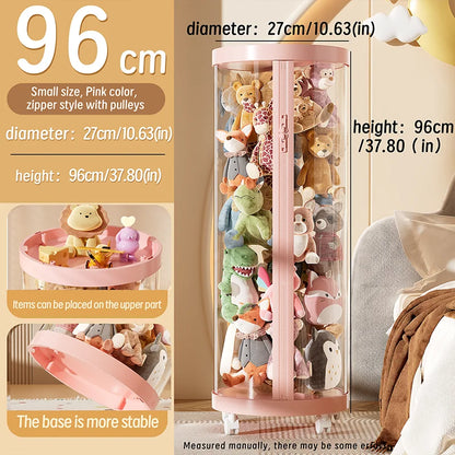 Transparent Doll & Plush Toy Storage Box — DIY Zipper Organizer Tube for Kids’ Toys, Christmas Gift, and Home Use