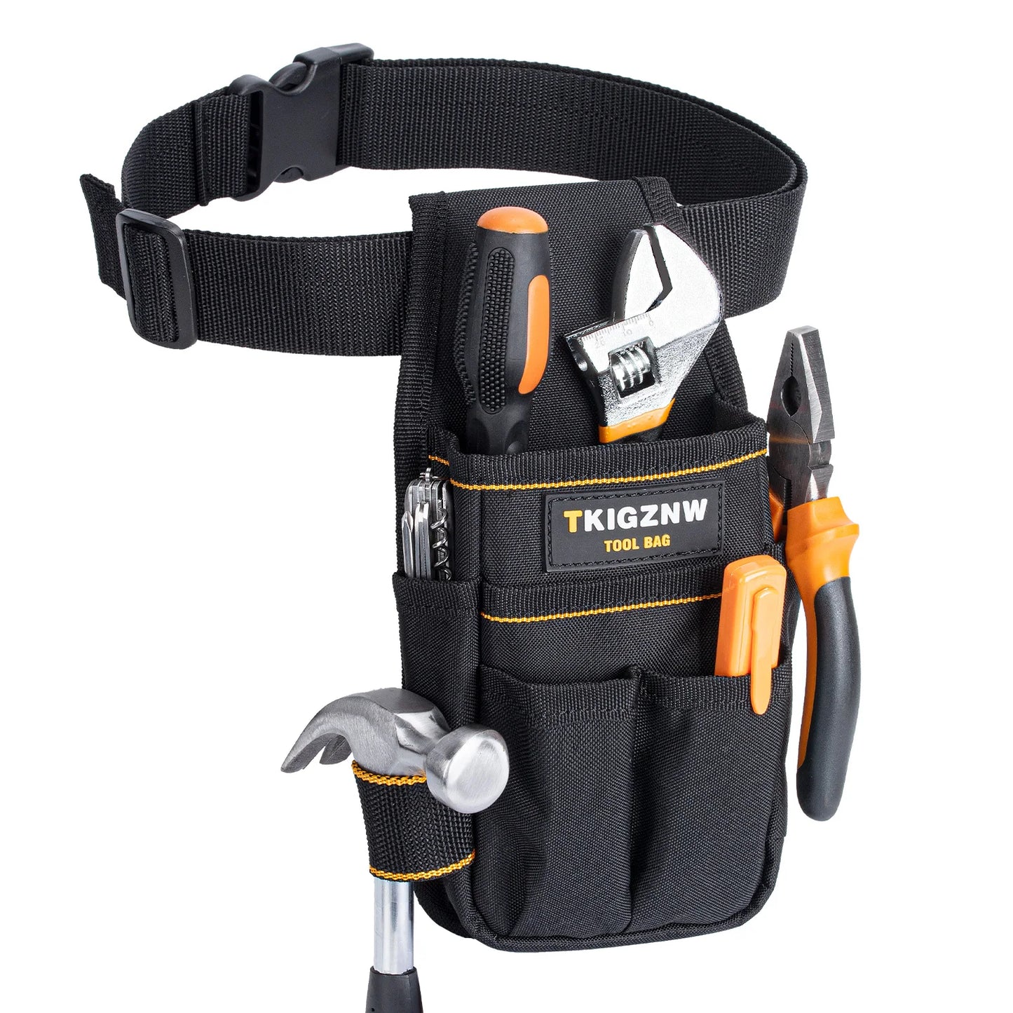 TKIGZNW Heavy-Duty Pocket Tool Pouch - 6-Pouch Electrician Tool Belt with 9 Screwdriver Loops & Adjustable Belt