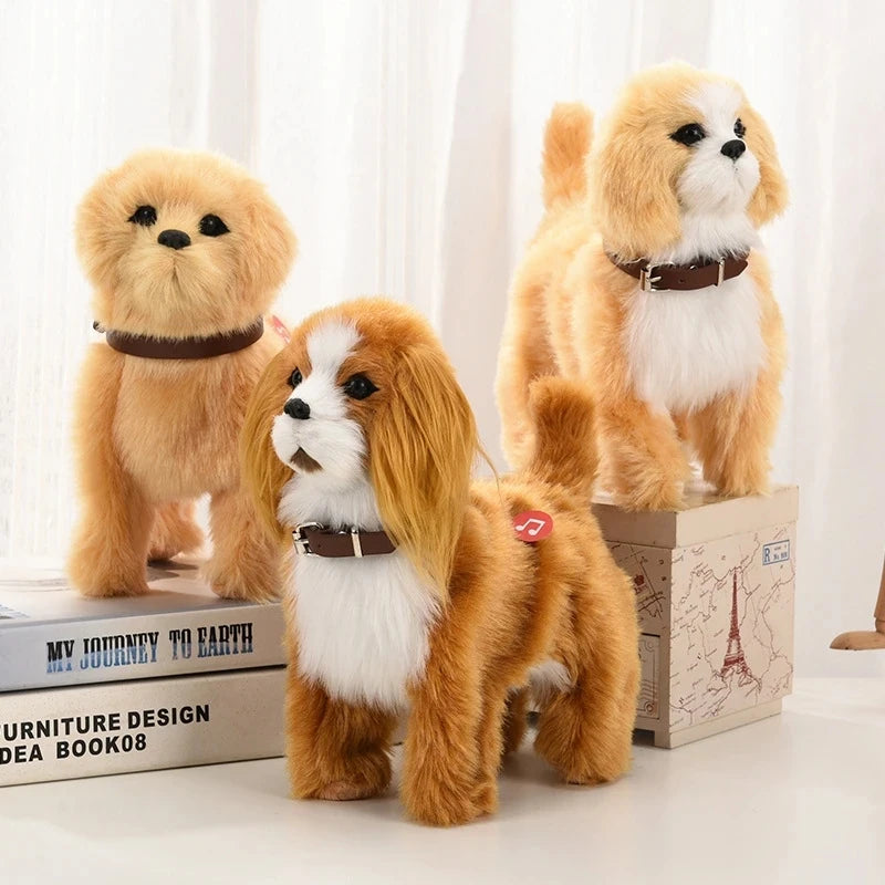 Simulation Electric Pet Dog Toy - Voice Control, Walking & Nodding Plush Robot with Music for Kids