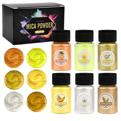 6 Color Pearl Powder Pigment Set for DIY Epoxy Resin, Pearlescent Colorant Dye for Jewelry Making and Mold Accessories
