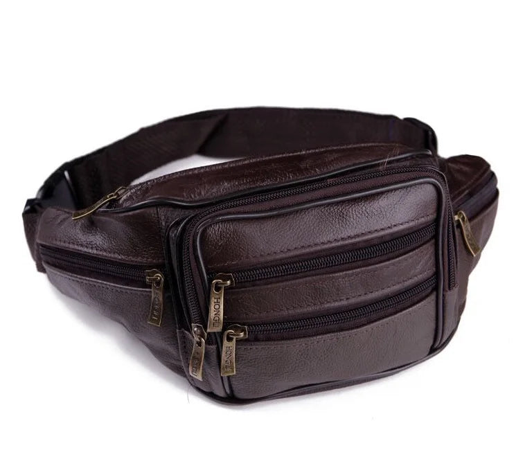 Men's Leather Waterproof Waist Bag - Multi-Functional Compact Phone Wallet & Cash Holder