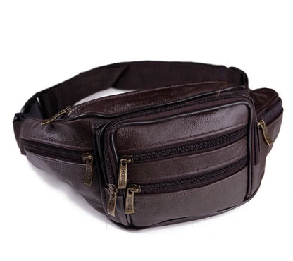 Men's Leather Waterproof Waist Bag - Multi-Functional Compact Phone Wallet & Cash Holder