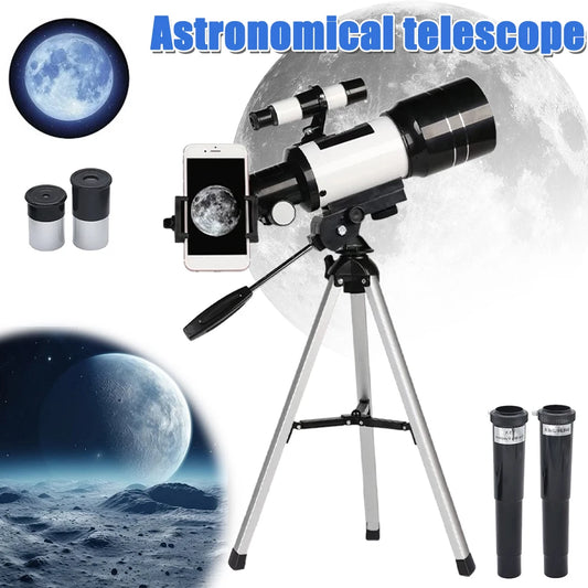 150X Astronomical Telescope – 70mm Refractor Portable Travel Scope with Phone Adapter & Wireless Remote