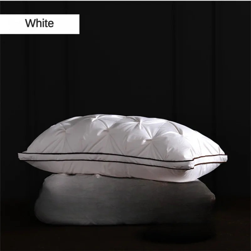 95% Goose Down Pillow – White Cotton Cover, 5-Star Hotel Quality, Low/Mid/High Loft for Sleeping, Rectangle Shape