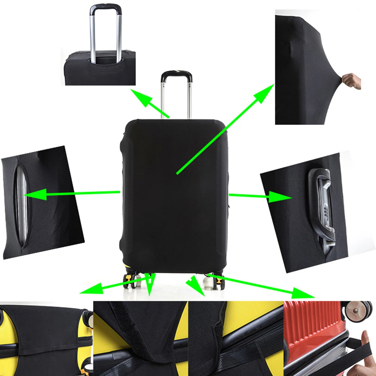 Fashion Travel Suitcase Protective Cover - Solid Color Luggage Cover for 18-32 Inch Suitcases
