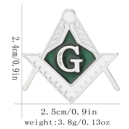 Vintage Masonic Emblem Brooch - Hollow Freemason Symbol Pin Badge for Collectors