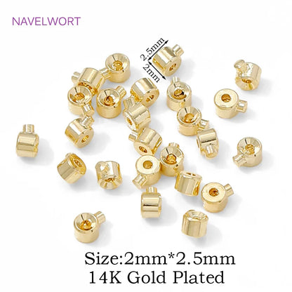 18K Gold Plated Round Crimp Beads — Brass Jewelry Making Supplies for DIY Bracelets & Accessories