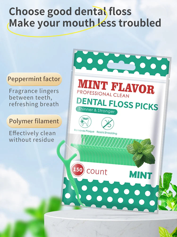 Mint Dental Floss Sticks - Portable Disposable Oral Care for Deep & Interdental Cleaning
