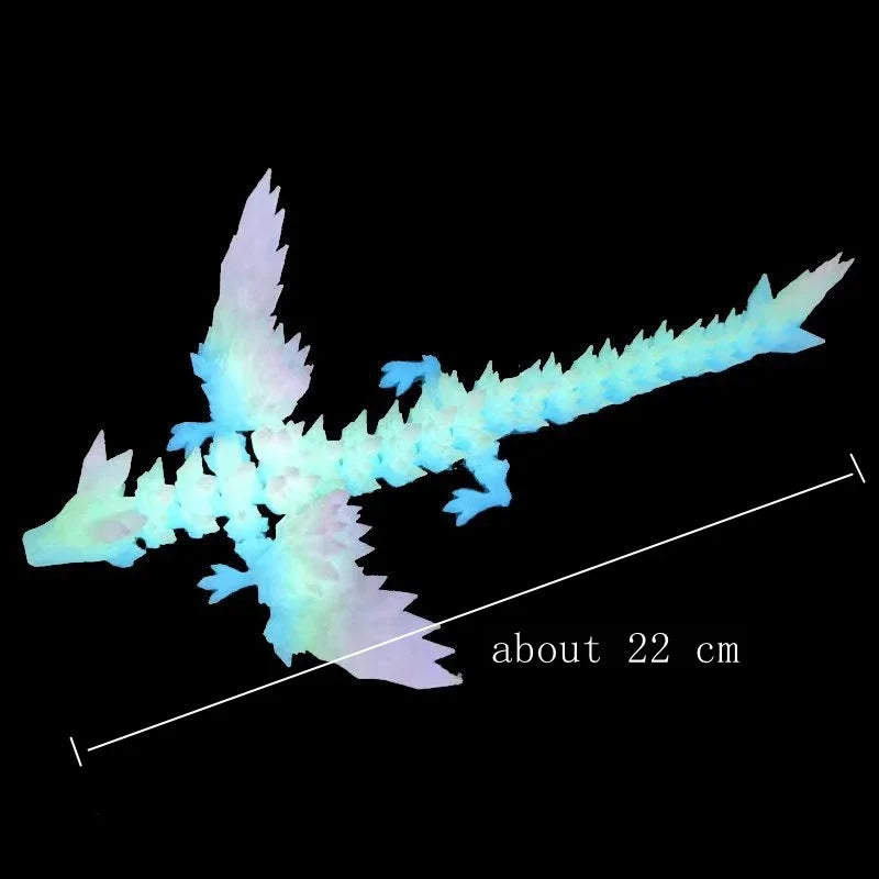 3D Printed Articulated Dragon Figurine - Colorful Gem Dragon Movable Joint Desktop Fantasy Action Figure Craft