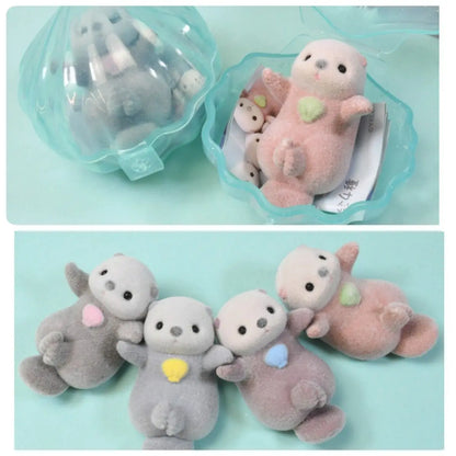 Yell World Shell Capsule Toy | Kawaii Fluffy Sea Otter Gasha Ornament Figure