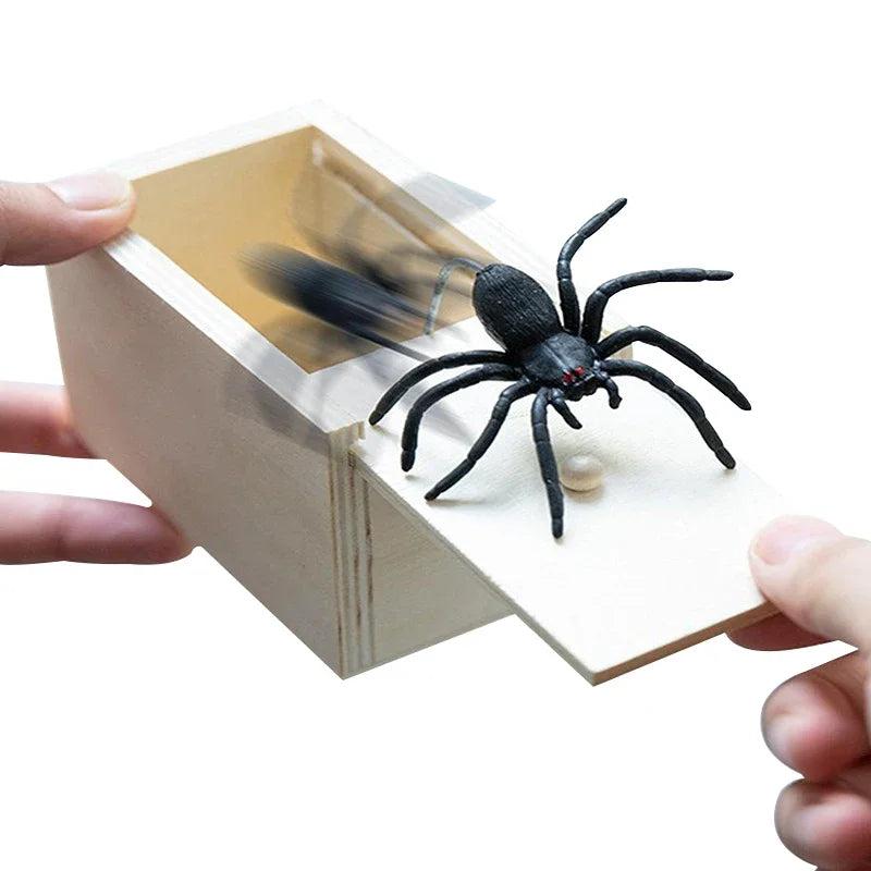 Trick Spider Wooden Scare Box – Funny Hidden Prank Toy for Friends, Office & Fun Games