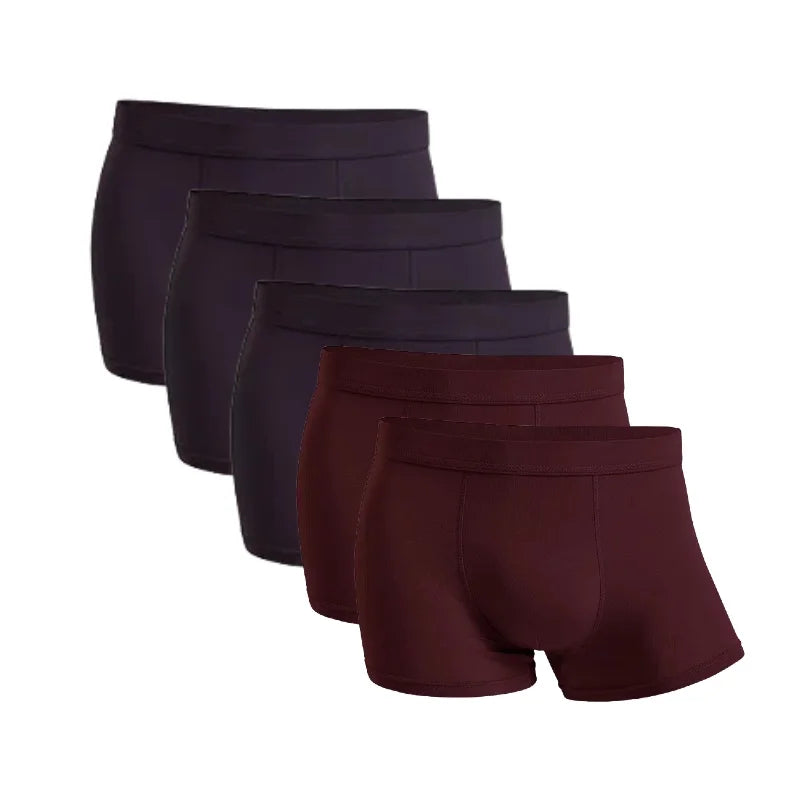 5-Pack Bamboo Men’s Boxers Underwear Plus Size XL–6XL, Breathable Gym Shorts Style Soft Black Underpants Gift Set