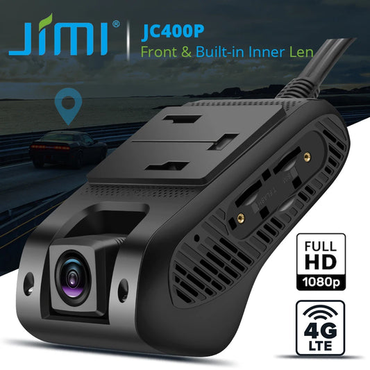 Jimi JC400P 4G Car Camera – 1080P Dual Cameras, GPS Tracking, Wifi Hotspot, Live Stream, DVR Dash Cam with Free App