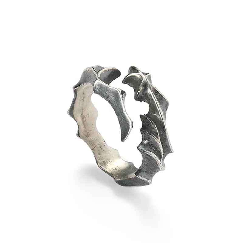 925 Silver Retro Vine Branch Ring for Men – Creative Open Adjustable Finger Jewelry