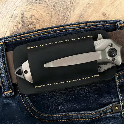Leather EDC Holster – Multi-Tool Pocket Knife & Flashlight Carry Case, Outdoor Camping Daily Use Durable Belt Organizer