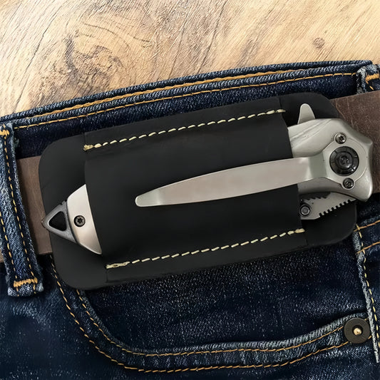 Leather EDC Holster – Multi-Tool Pocket Knife & Flashlight Carry Case, Outdoor Camping Daily Use Durable Belt Organizer