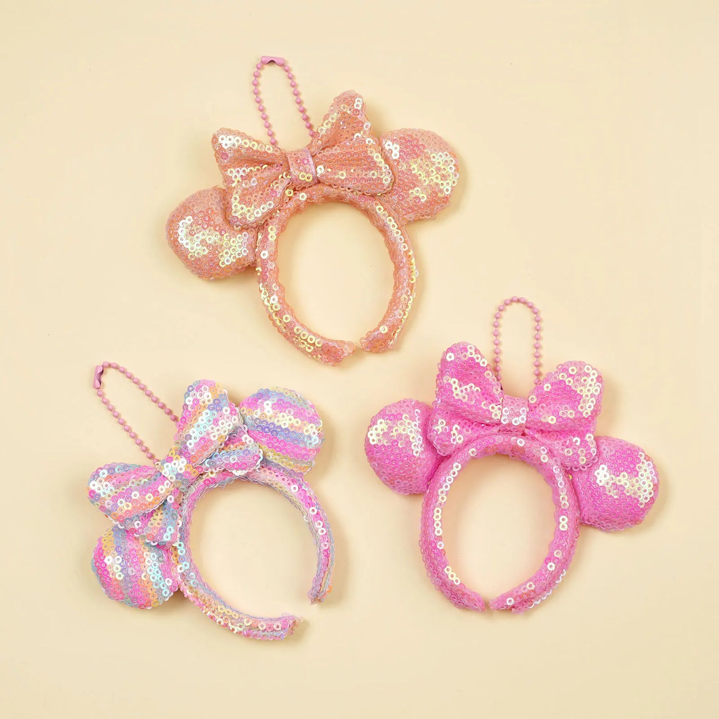 Mouse Ear Bow Pendant - Mini Sequin Bag Charm, Hair Accessory & Keychain