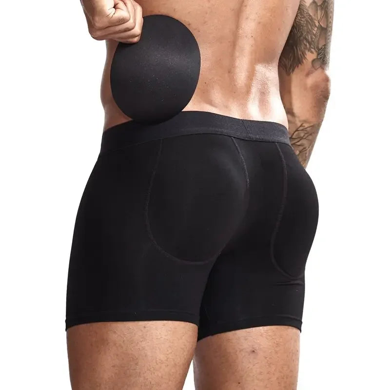 JOCKMAIL Men’s Butt Lifter Underwear with Removable Pads, Sexy Push-Up Boxer Shorts, Hip Enhancing Trunk Shapewear Panties for Men
