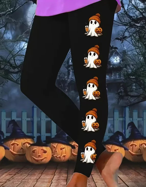 Women's Halloween Skeleton 3D Print Leggings - Stretchy Workout Yoga Pants, Slim Fit Fashion Tights