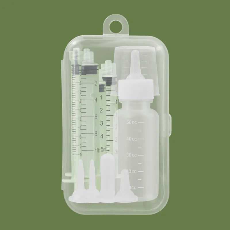 Pet Feeding Device Set - Bottle and Syringe Kit for Newborn Kittens, Puppies, and Pet Medication Feeding