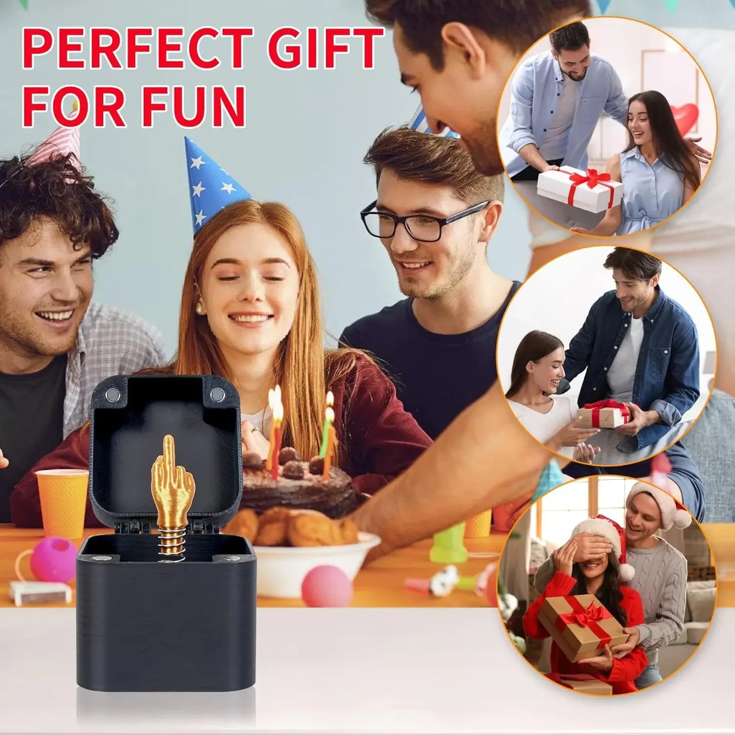 Middle Finger in a Box – Funny Gag Gift for Adults, White Elephant Prank Gift for Men & Christmas Humor