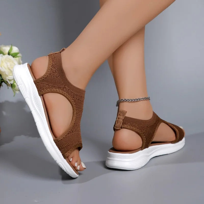 2025 Summer Women’s Casual Sports Sandals – Comfortable Mesh Wedge Beach & Roman Sandals