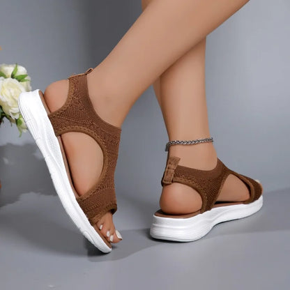 2025 Summer Women’s Casual Sports Sandals – Comfortable Mesh Wedge Beach & Roman Sandals