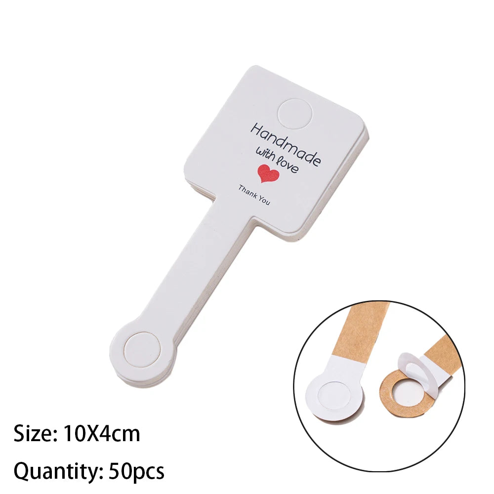 50PCS Self-Adhesive Display Card — 4x10cm Price Tags for Bracelets, Keychains & Jewelry Packaging, Small Business Labels
