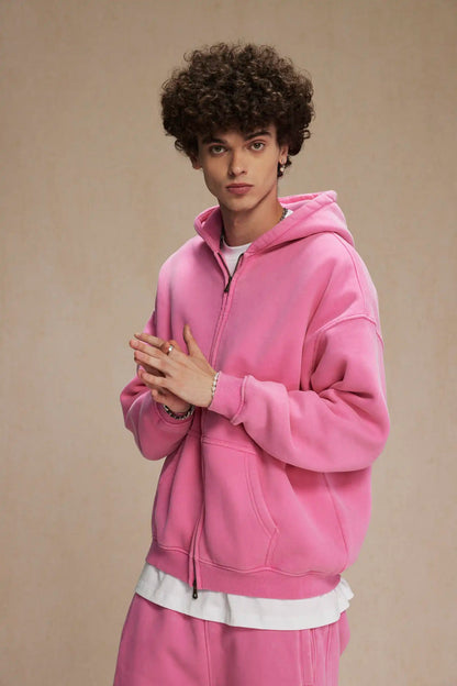 Batik Fleece Zipper Hoodie – Warm Ethnic Style Zip-Up Sweatshirt
