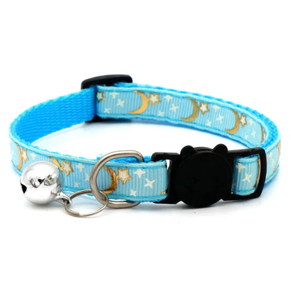 Pet Collar with Bell – Adjustable Cartoon Footprint Necklace for Dogs, Puppies & Kittens, Colorful Safety Bell Accessory