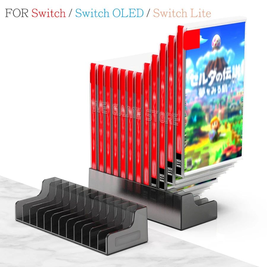 12-Slot Game Card Storage Case for Nintendo Switch OLED/Lite – SD & Game Disk Holder Stand