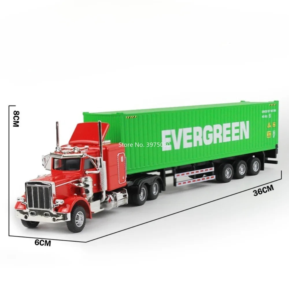 1:50 Diecast Transport Truck Model — Alloy Container Trailer with Doors, Light & Sound, Miniature Toy Gift for Kids