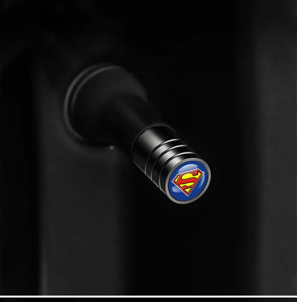 4PCS DC Comics Batman Car Tire Valve Caps — Knurled Aluminum Waterproof Accessories & Universal Car Gift