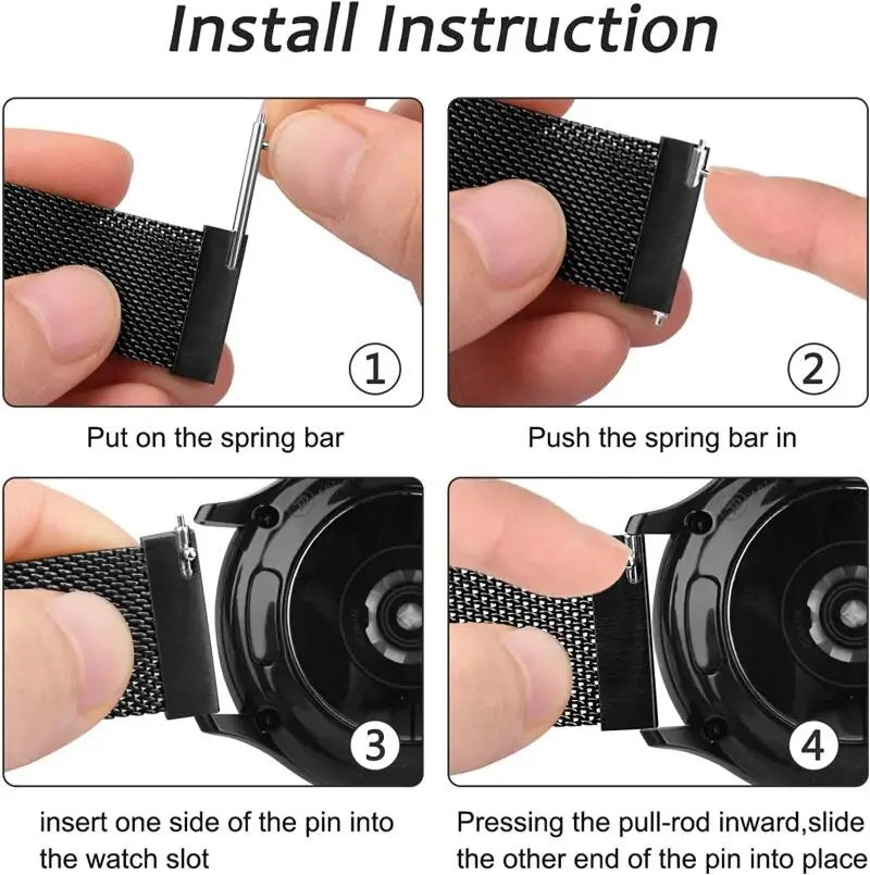 20mm/22mm Milanese Magnetic Loop Watch Strap – Compatible with Garmin Venu 2/3, Forerunner 55/158/165/245/255/265/645/745/965 Music